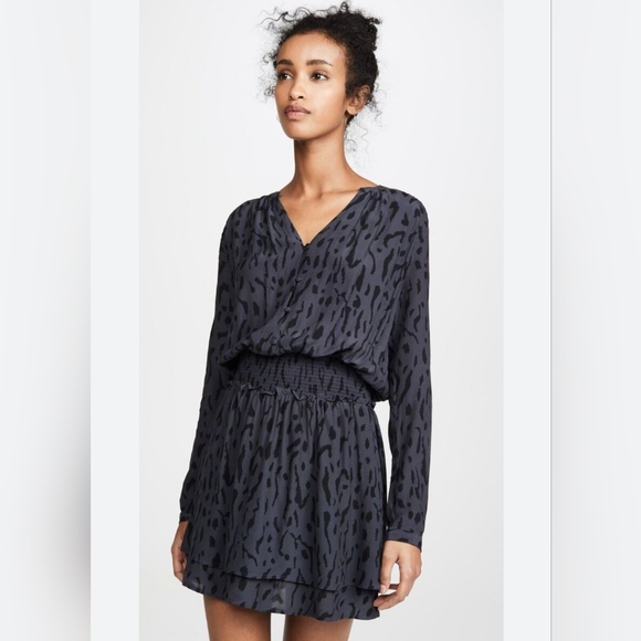 Rails Jasmine Cheetah Print Long Sleeve Mini Dress Black Size S - Picture 6 of 17